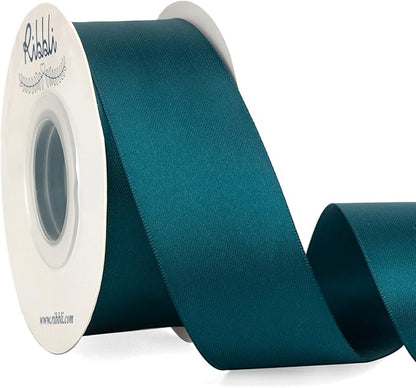 Ribbli Double Faced Teal Ribbon, 1-1/2” x Continuous 25 Yards, Use by Ribbli