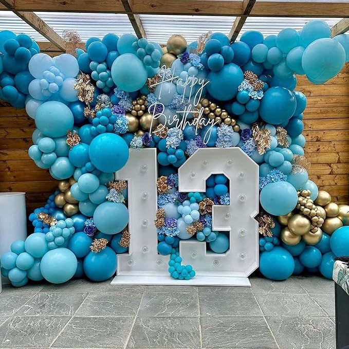 Jobkoo Peacock Blue Balloons, 12 Inch 30 Pcs Turquoise Blue Balloon Teal Blue - Image 6