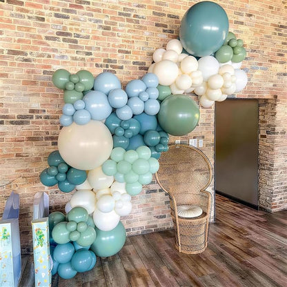 Sage Green Dusty Blue Balloons, 12 Inch Light Green Blue Sand White Latex - Image 4
