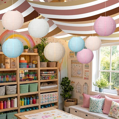 11 Pcs Boho Classroom Ceiling Decor Include 12 x 2 ft Fluorescent Light Covers - Image 2