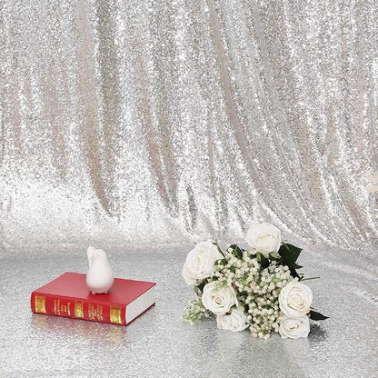 Eternal Beauty Silver Sequin Backdrop Curtains, 2 Panels 2x8FT | 3mm Sparkle - Image 6