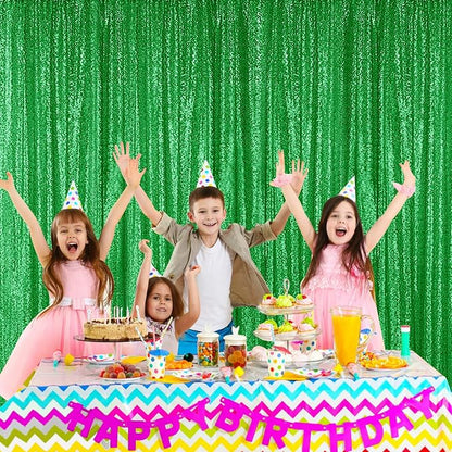Sugargirl Grass Green Sequin Backdrop Curtain 2 Panels 2FTx8FT Glitter Grass - Image 3