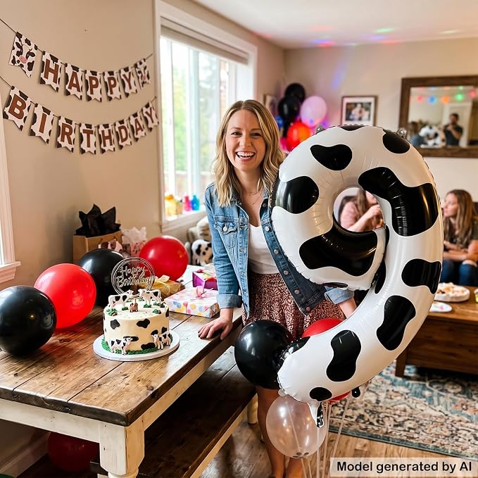 40" Cow Print Foil Number 9 Balloon - Image 3
