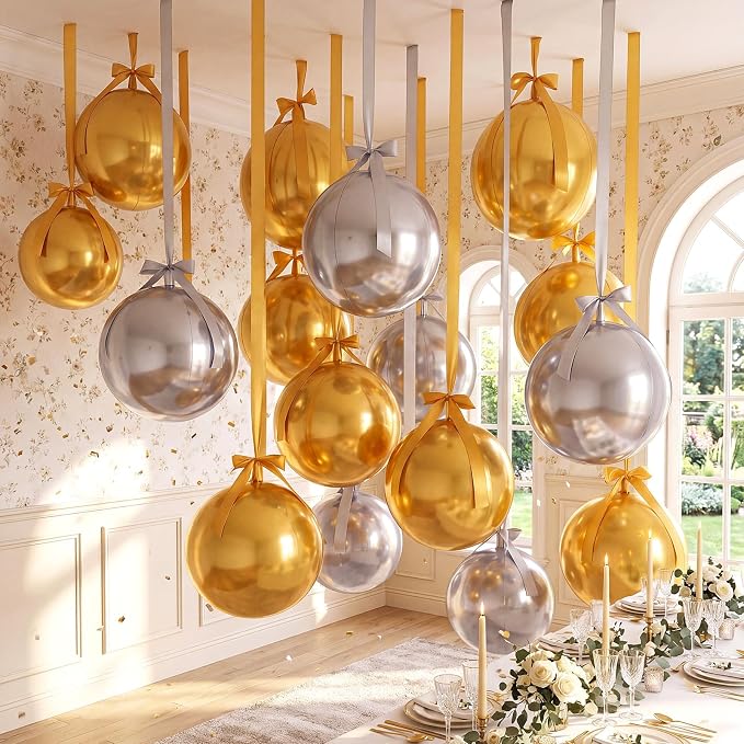 Jenaai 30 Set Round Foil Balloons Bulk 22 Inch 4d Metallic Giant Balloons Set - Image 3