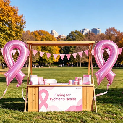 Pink Breast Cancer Awareness Ribbon Balloon Ribbon Shaped Foil Balloons | 42'' - Image 4
