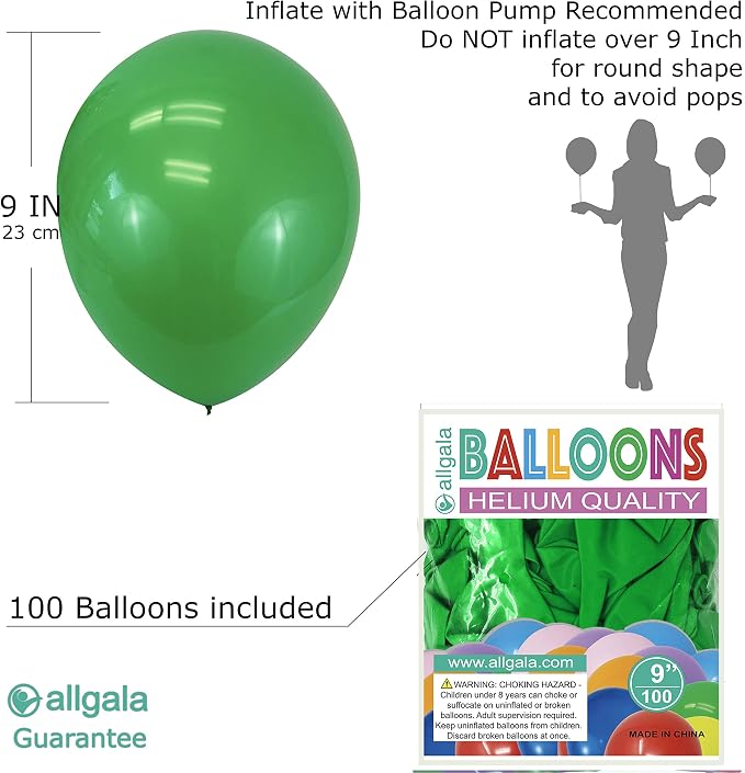 Allgala 100 Count 9 Inch Helium Grade Premium Latex Balloons - Image 2