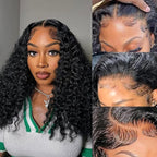 24 Inch Deep Wave Lace Front Wigs Human Hair Pre Plucked 200% Density 13x6 HD Lace Frontal Wigs with Baby Hair Deep Curly Wet and Wavy Glueless Wigs for Women