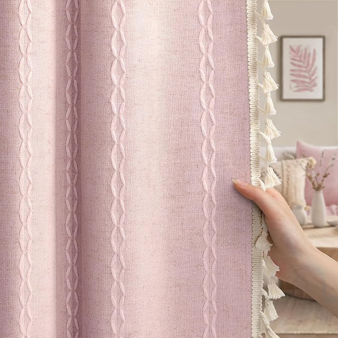 Pink 100% Boho Blackout Curtains 84 Inch 2 Panels by Unknown