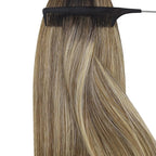 YoungSee 24inch Nano Hair Extensions Brown to Blonde Nano Bead Extensions Human Hair Ombre Dark Brown to Blonde Pre Bonded Nano Tip Hair Extension Real Human Hair Long Straight 24 inch 1g/s 50g