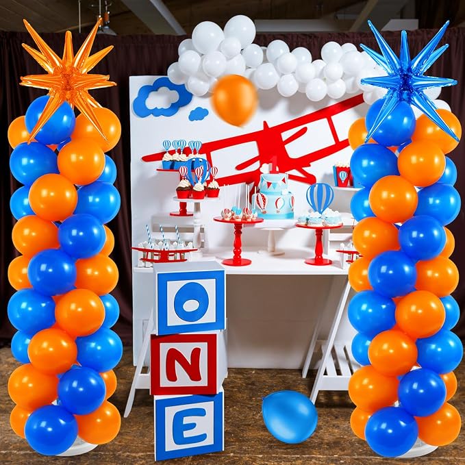 2 Set Blue Orange Toy Inspired Cartoon Balloon Column Stand Kit - Image 3