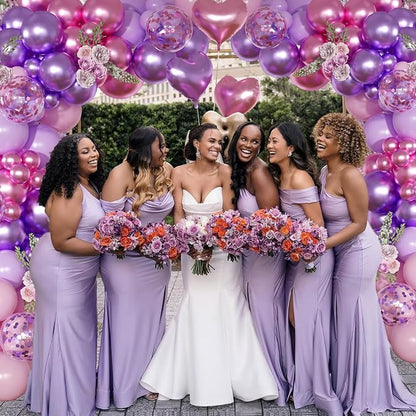Pink Purple Balloon Garland Arch Kit, Metallic Purple Balloons | 126Pcs Rose - Image 2