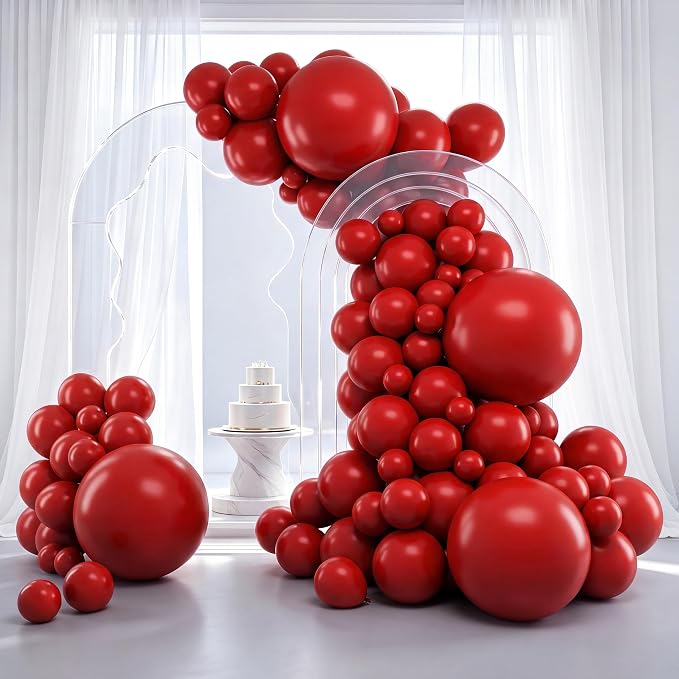 RUBFAC Red Balloons Different Sizes Ruby Red Balloon Arch Kit 129pcs | Cherry by RUBFAC