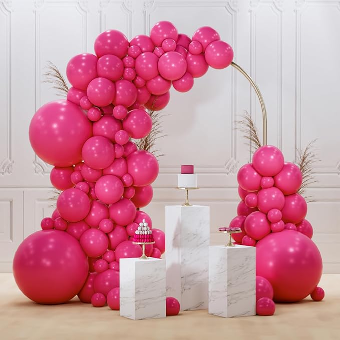 PartyWoo Hot Pink Balloons 128 pcs Different Sizes of 18 12 10 5 Inch Magenta by PartyWoo