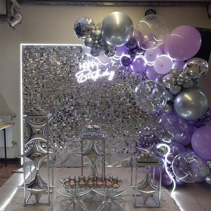 Silver Shimmer Wall Backdrop 36 Panels Cover 6 x 6 Ft, Photo Backdrops - Image 6