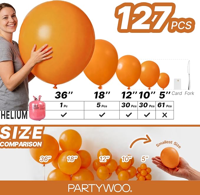 PartyWoo Burnt Orange Balloons 127pcs Terracotta Fall Color 36 Inch | Different - Image 6