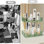 Bathroom Counter Organizer Countertop Storage Skincare Countertop Makeup Organizer Cosmetics Skincare Organizers Holder for Perfume-Green-golden pole