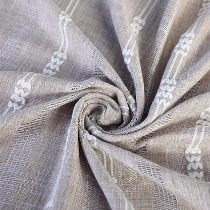 Linen Embroidery Striped Farmhouse Curtains - Image 9