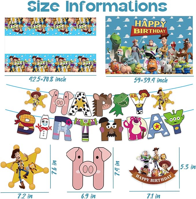 Cartoon Birthday Decorations for Indoor Outdoor Theme Party | Include Happy - Image 4