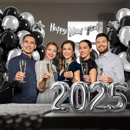 12inch Black and Silver Balloons - Image 5