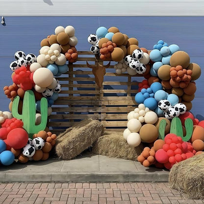 Cowboy Western Balloons, 12inch Dusty Slate Blue Retro Dark Brown Sand White - Image 6