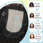 Hair Toppers for Women Real Human Hair, 360° 3D Toppers Pieces for Women with Thinning Crown Wispy Bangs 12 Inch Upgrade Big Basement (Natural Black, 12 Inch Wispy Bangs)