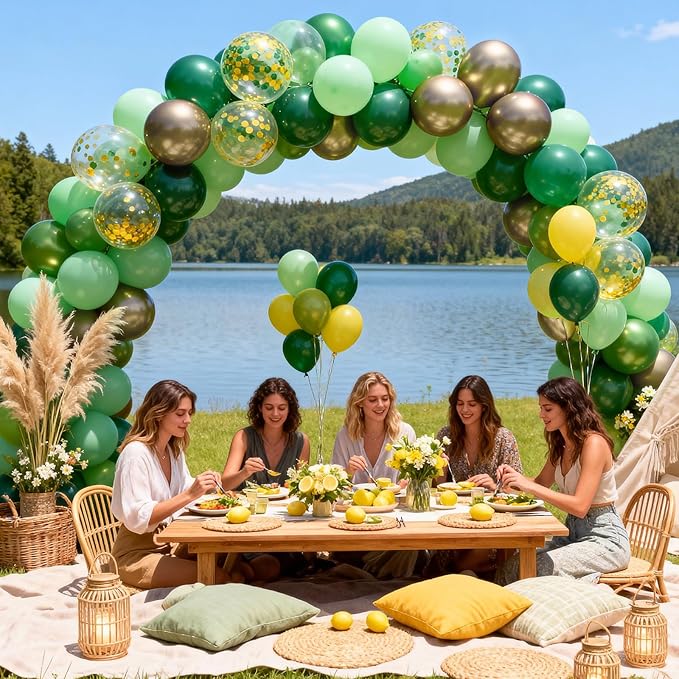 Sage Green and Gold Balloons, 12 Inch Emerald Forest Hunter Dark Green Metallic - Image 4