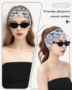 Grommet Headband for Women, White Paisley 23cm Hollow Out Elastic Hair Band, Eyelets Punk Grunge Stylish Hairband