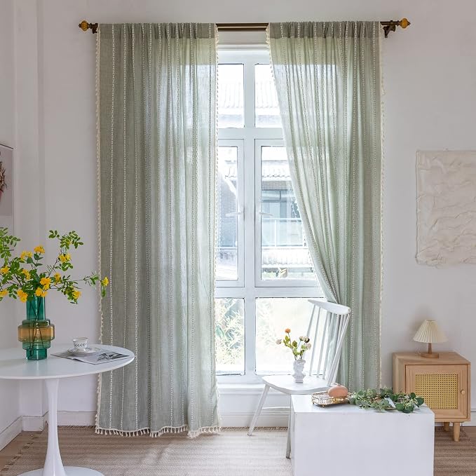 Boho Embroidered Linen Curtains - Image 2