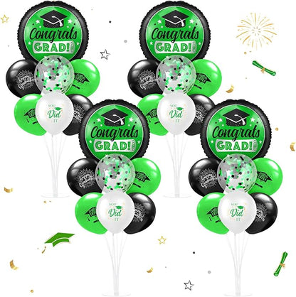 Kasyat 4 Set Green and Black 2026 Graduation Table Centerpiece Balloon Stand by Kasyat