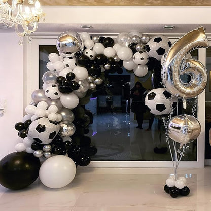 Soccer Balloons 22/18 Inch Black White Soccer Ball 4D Foil Balloons Print - Image 4