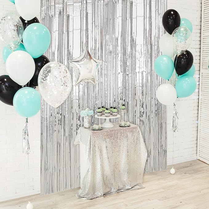 Crosize 4 Pack Sliver Party Streamers Backdrop, 3.3 x 9.9 ft | Tinsel Foil - Image 6