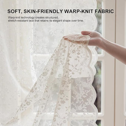 Anmao Vintage Lace Sheer Curtains 63 Inches Long - Image 4