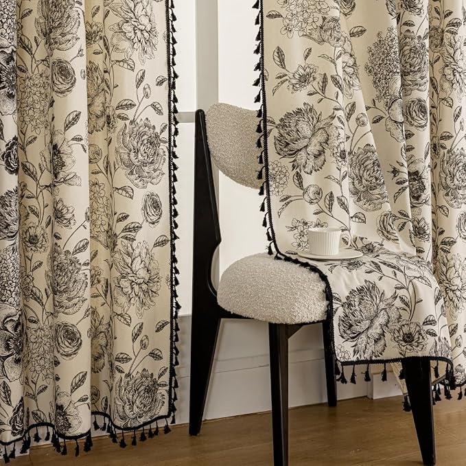 F-CHU Patterned Curtains for Living Room 90 Inch Length French Country Floral - Image 4