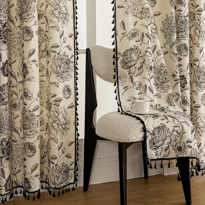F-CHU Patterned Curtains for Living Room 90 Inch Length French Country Floral - Image 4
