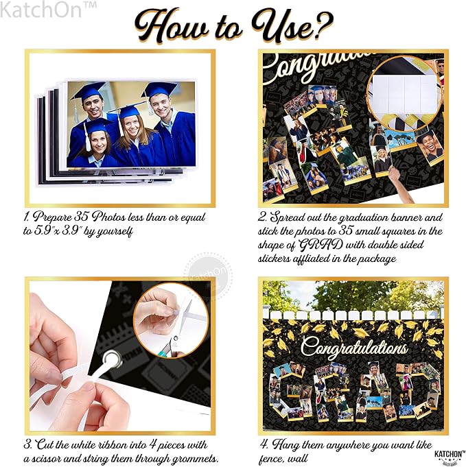 KatchOn Congratulations Graduation Photo Banner 72x44 Inch | Personalized Grad - Image 4