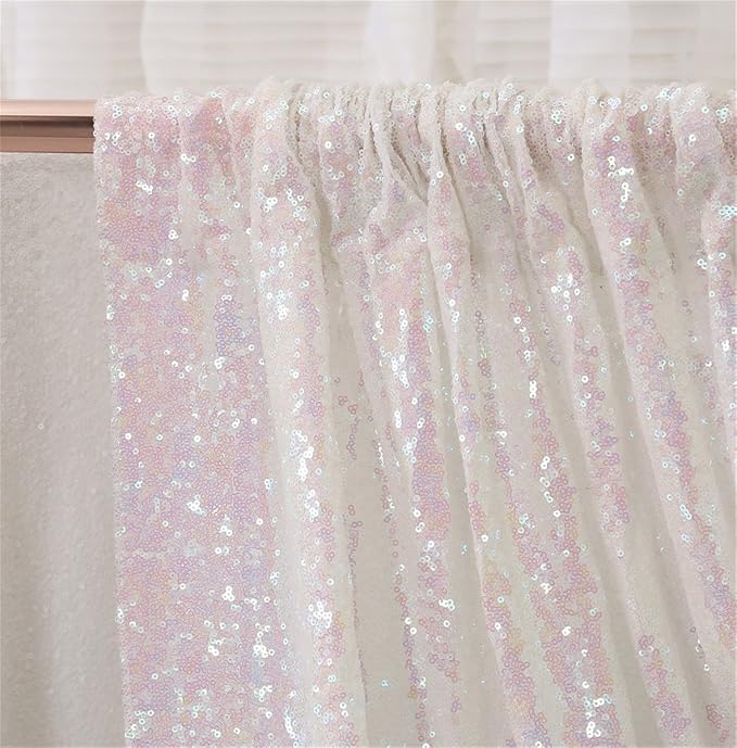 Eternal Beauty White Iridescent 3mm Sequin Backdrop 10x10 Ft - Image 5