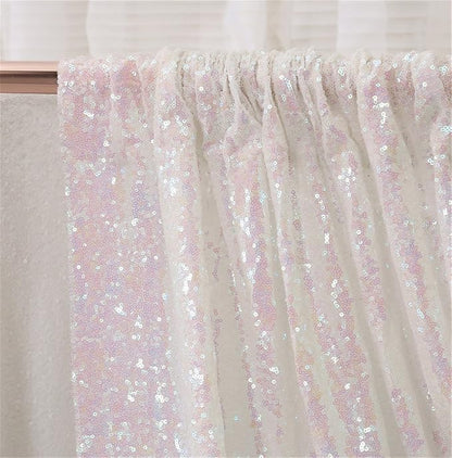 Eternal Beauty White Iridescent 3mm Sequin Backdrop 6x6 Ft - Image 6