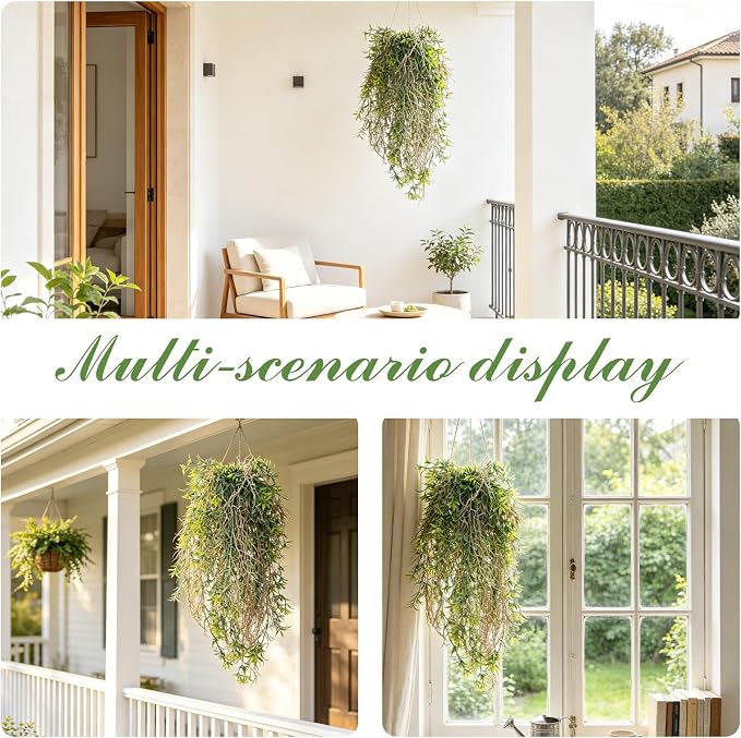 4Pcs Fake Hanging Fern Plants for Outdoors, UV Resistant Artificial Ferns - Image 2