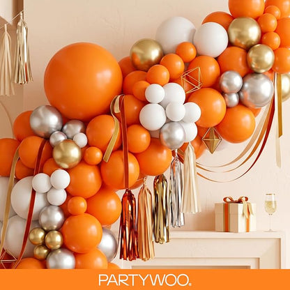 PartyWoo Orange Balloons 123pcs Fall Latex Helium Balloons Different Sizes | 18 - Image 8