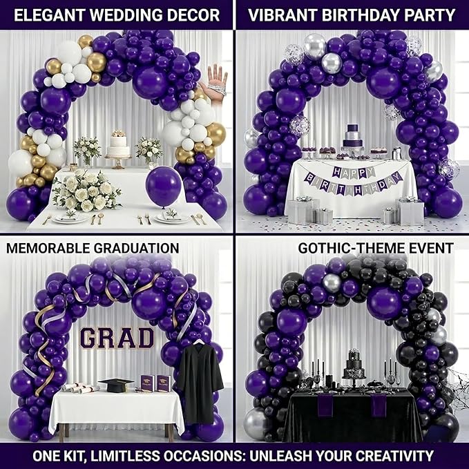 114pcs Dark Purple Balloons, 18 12 10 5 Inch Different Sizes Balloon | Balloons - Image 4