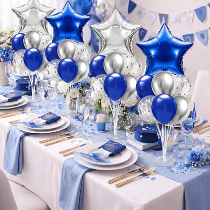Lunmon 4 Set Navy Blue Silver Balloon Centerpieces - Image 6