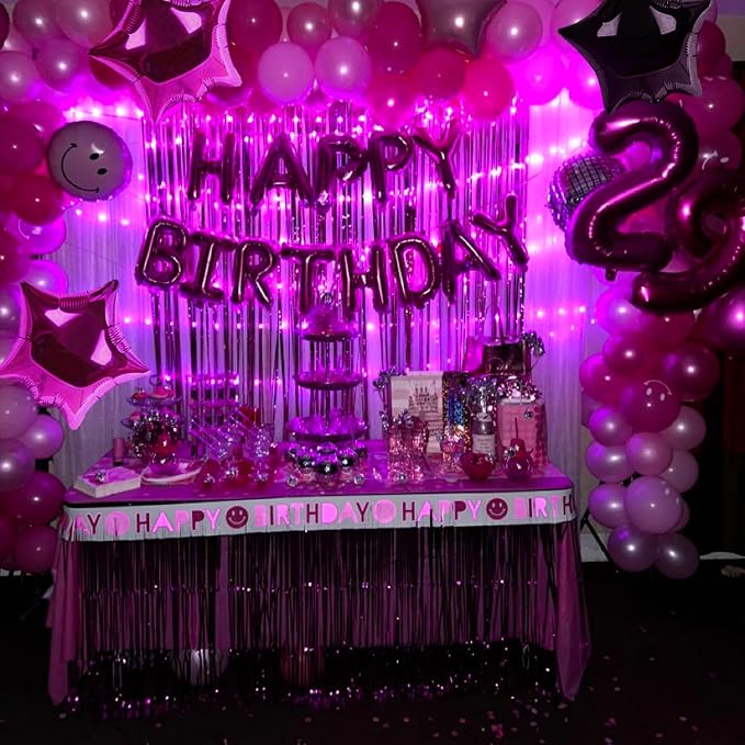 CANREVEL Happy Birthday Banner Decorations + Sign Balloons, Hot Pink | 13pcs 16 - Image 4