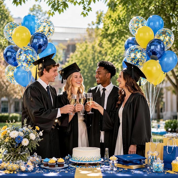 60pcs Blue and Yellow Balloons 12inch - Image 6
