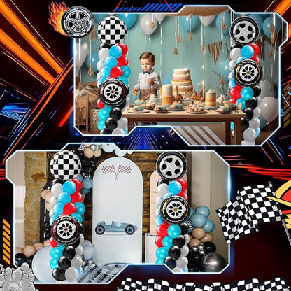 Kasyat 2 Sets Race Car Column Stand Kit Two Balloon Garland Arch Kit Dusty Blue - Image 6