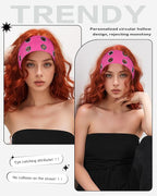 Grommet Headband for Women, Hot Pink 23cm Hollow Out Elastic Hair Band, Eyelets Punk Grunge Stylish Hairband