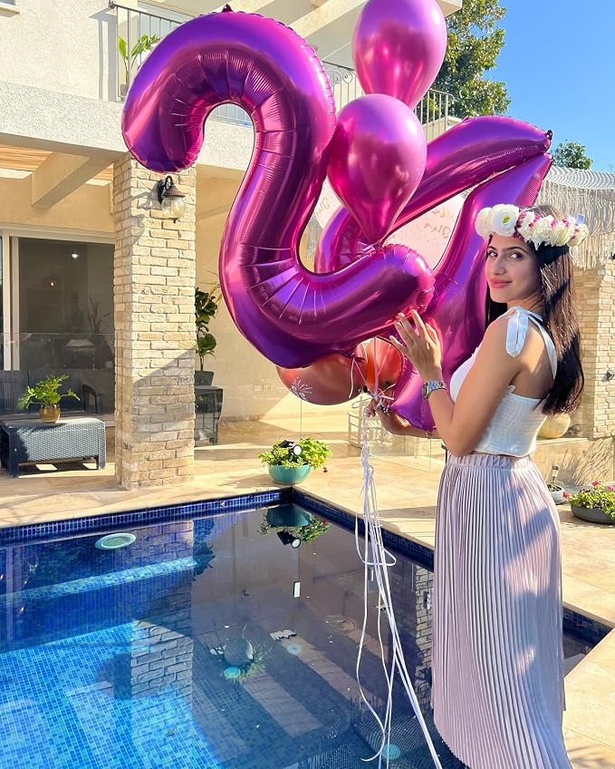 Hot Pink Number 4 Balloon 40 Inch, 4th Birthday Decorations Men Women | Foil - Image 2