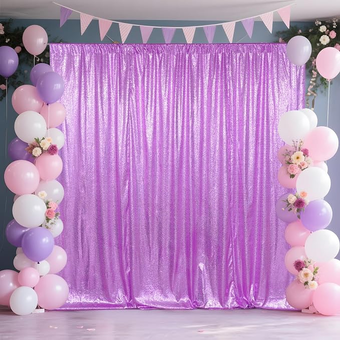 SquarePie 6x8ft Lavender Sequin Backdrop, High Density Non-Transparent Glitter - Image 2