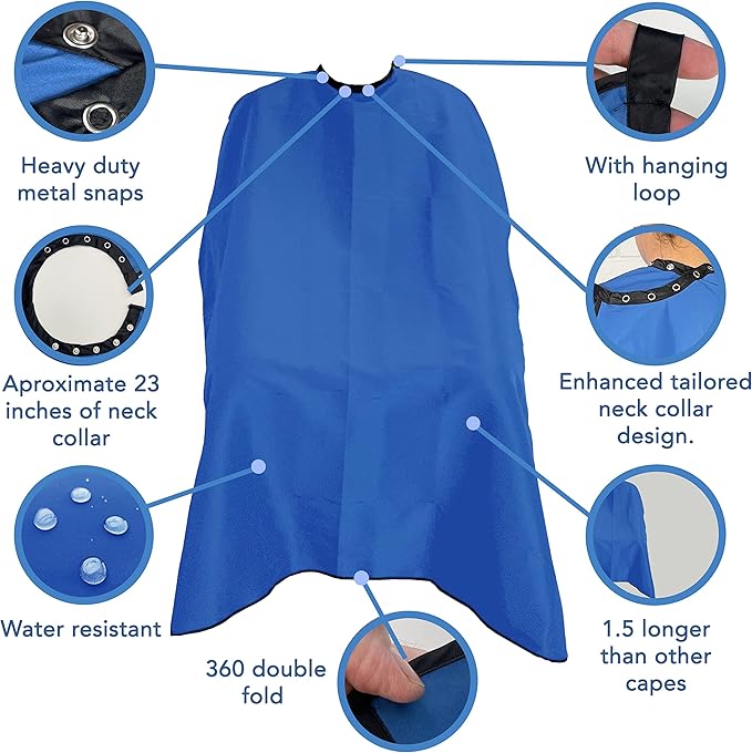 Allegro Combs Cutting Capes Adjustable 46X60 In. One-Size-Fits-All Stainless Steel Snap Buttons