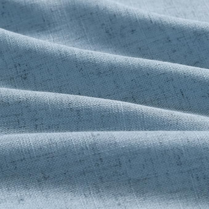 Dusty Blue Linen Curtains 92 Inch Length 2 Panels Set - Image 6