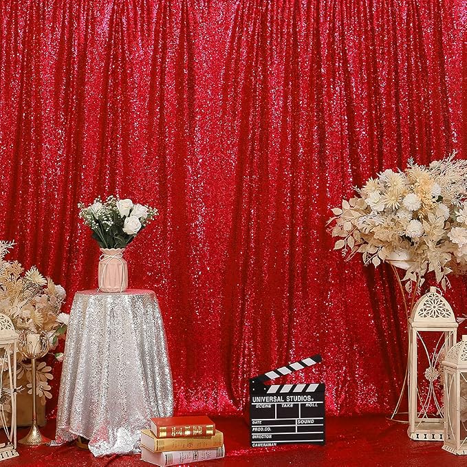 Eternal Beauty Red 3mm Sequin Backdrop 7x7 Ft - Image 9